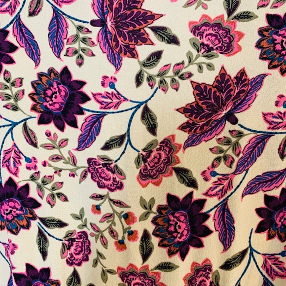 Torrid Floral Tunic Top 3X Tassels V- Neck Cream Purple Boho Cottage Core Fairy - Picture 11 of 14